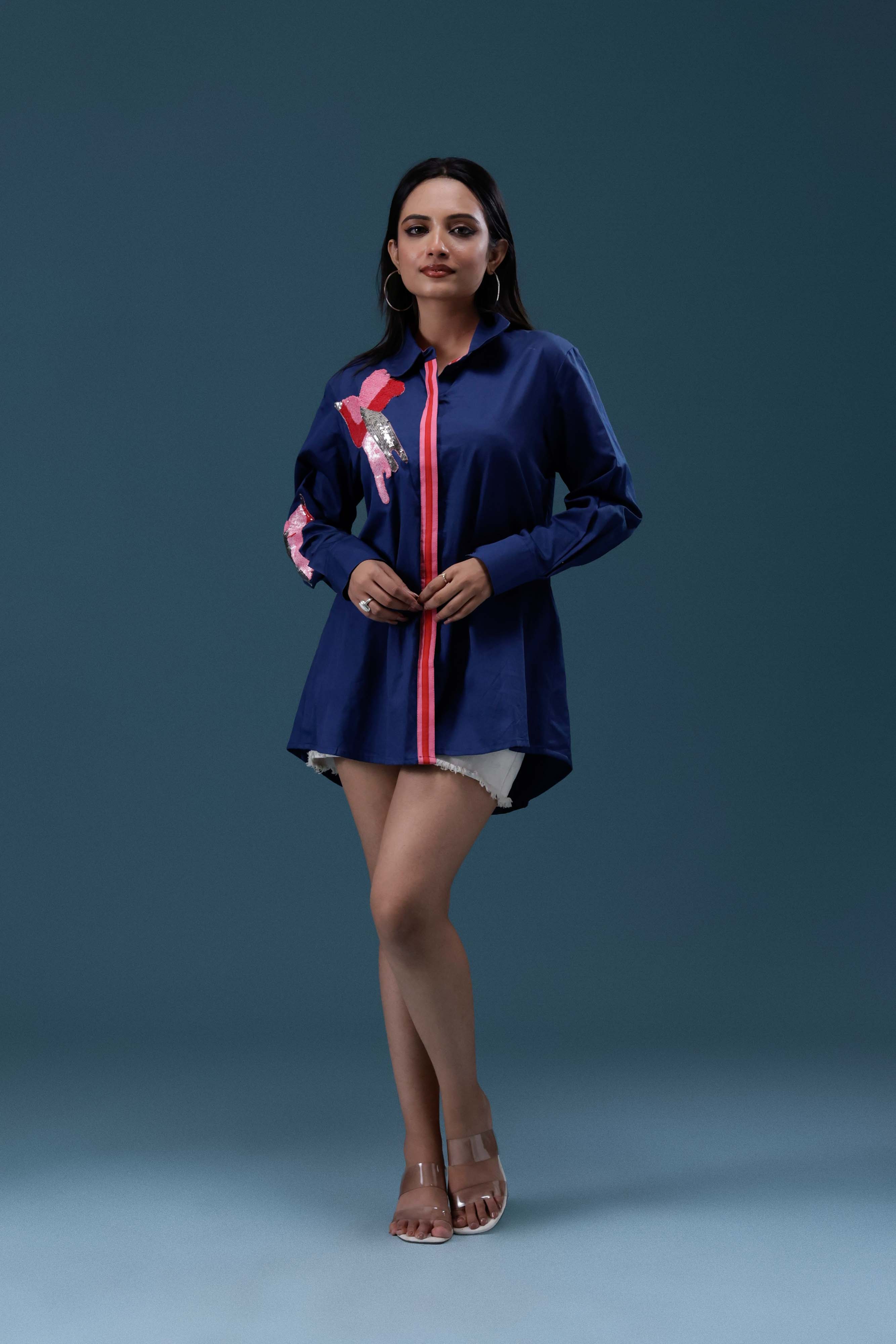 Bird Sequin Patch Shirt