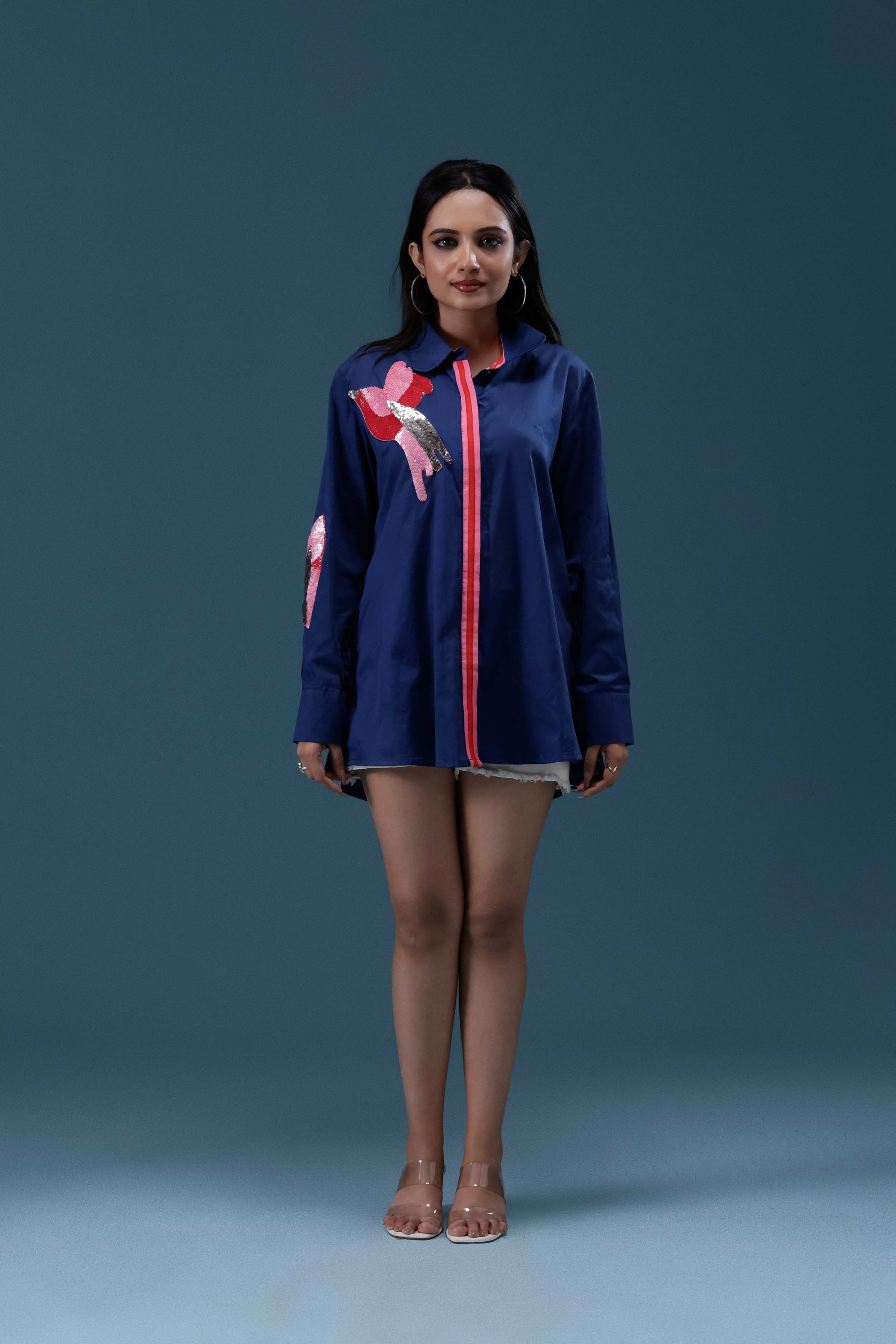 Bird Sequin Patch Shirt