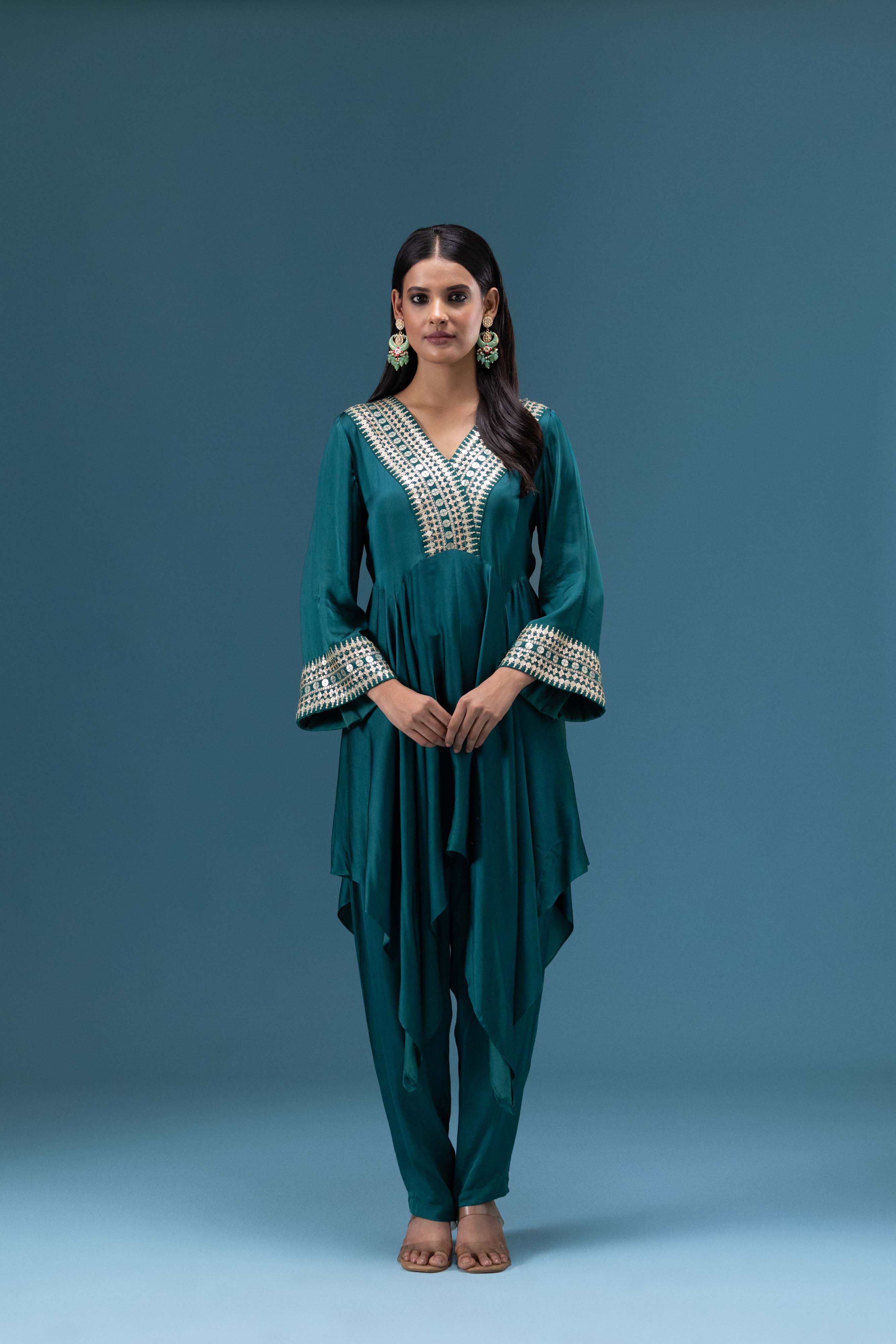 Zaria Emerald Drape Co-ord Set