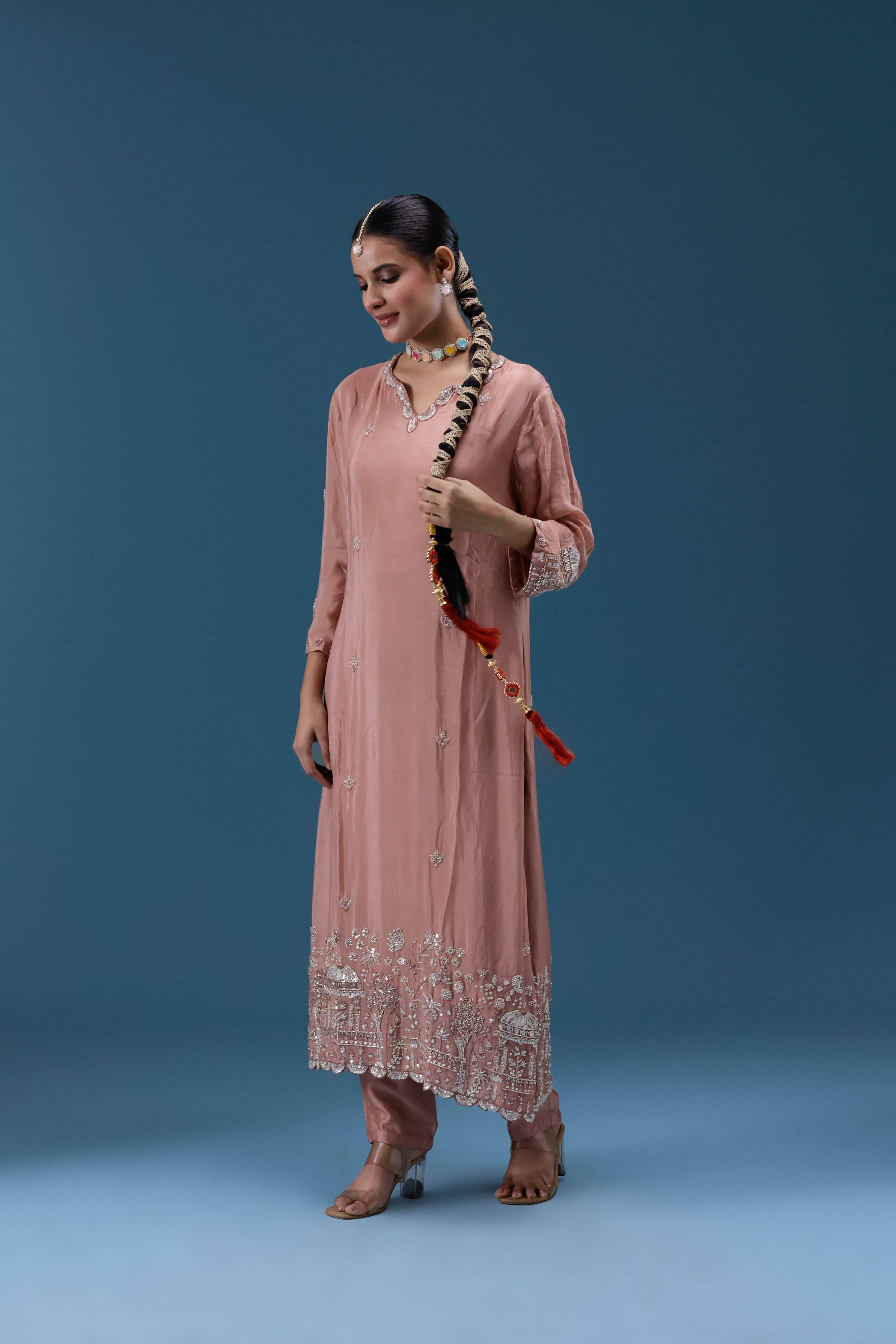 Gulnaar Blush Embroidered Kurta Set