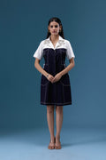 Elara Navy Shirt Dress