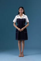 Elara Navy Shirt Dress