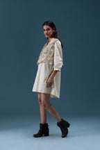Ivory Crochet Layered Shirt Dress