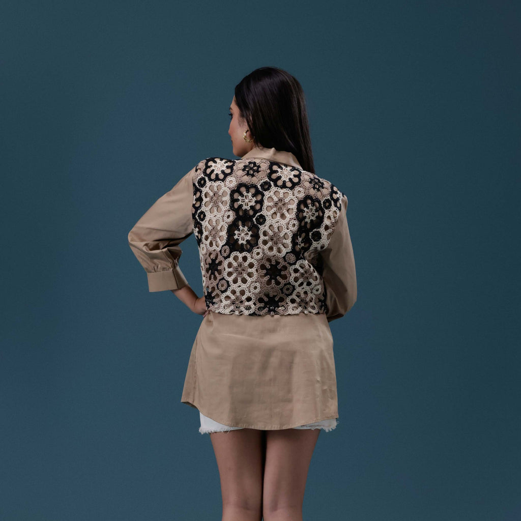 Crochet Vest Overlay Shirt