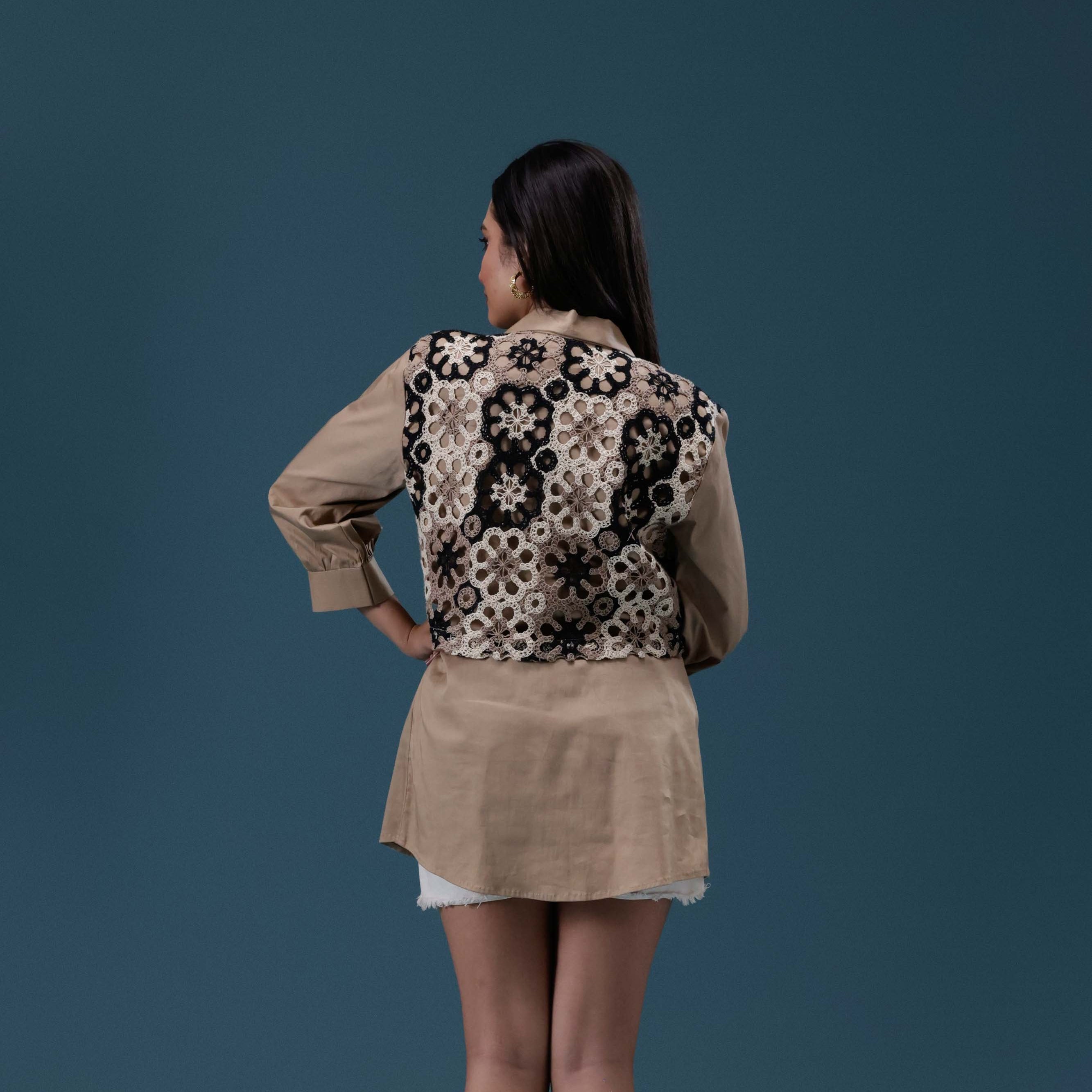 Crochet Vest Overlay Shirt