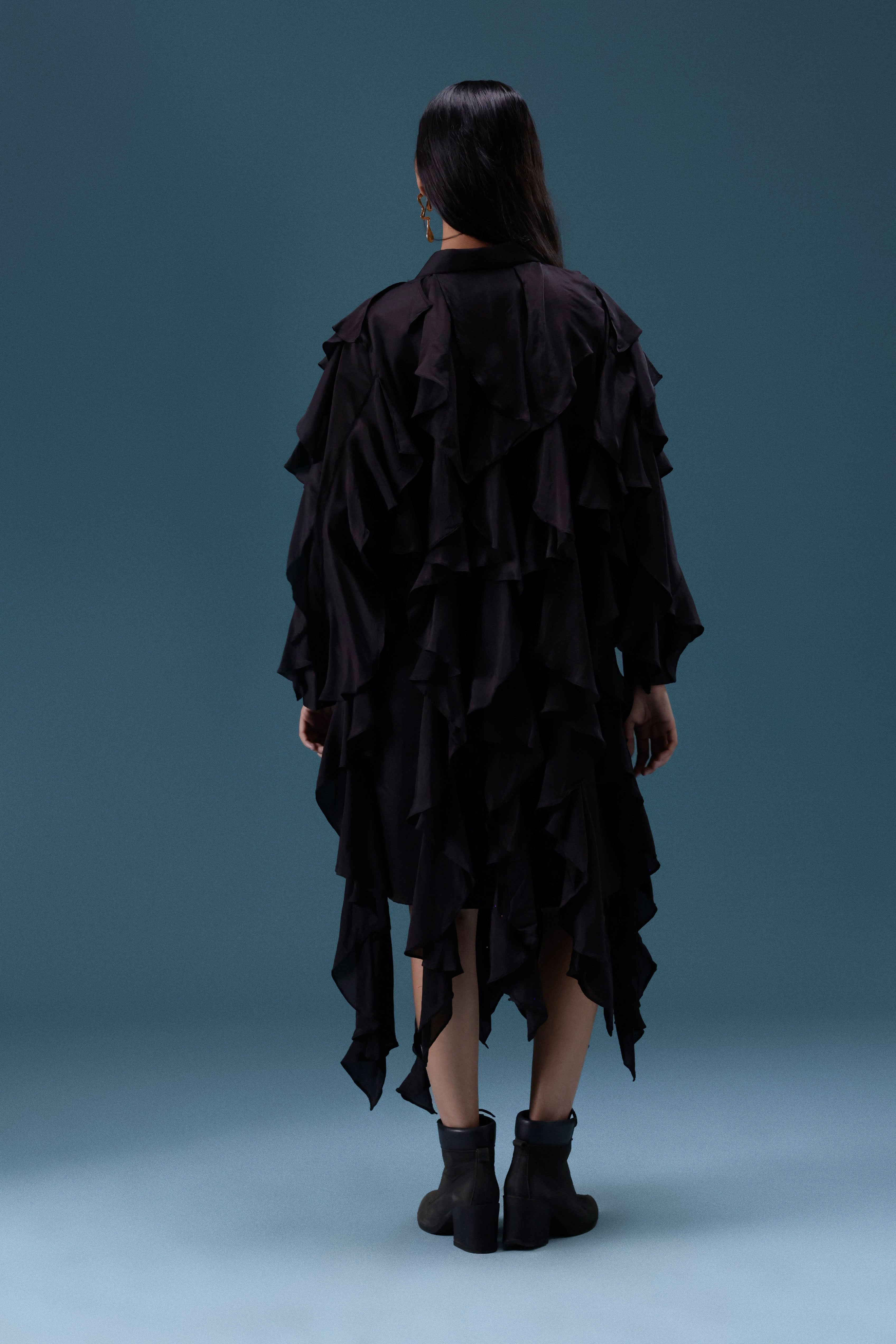 Black Ruffle Statement Dress