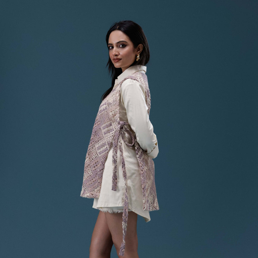 Crochet Veil Shirt Set