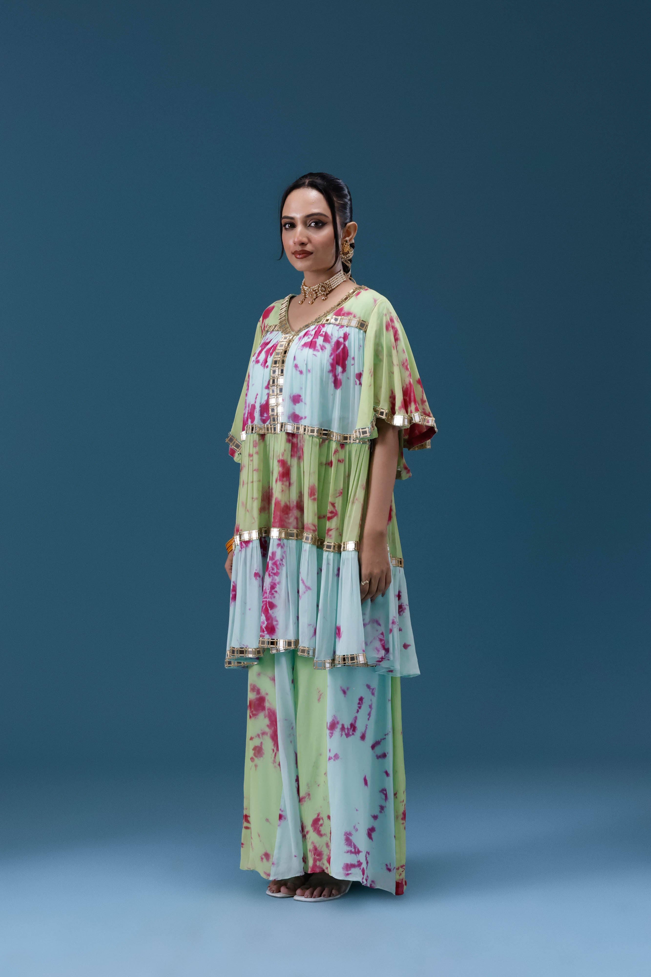 Rangrez Pastel Tie-Dye Tiered Set