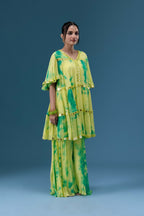 Rangrez Lime Tie-Dye Tiered Set
