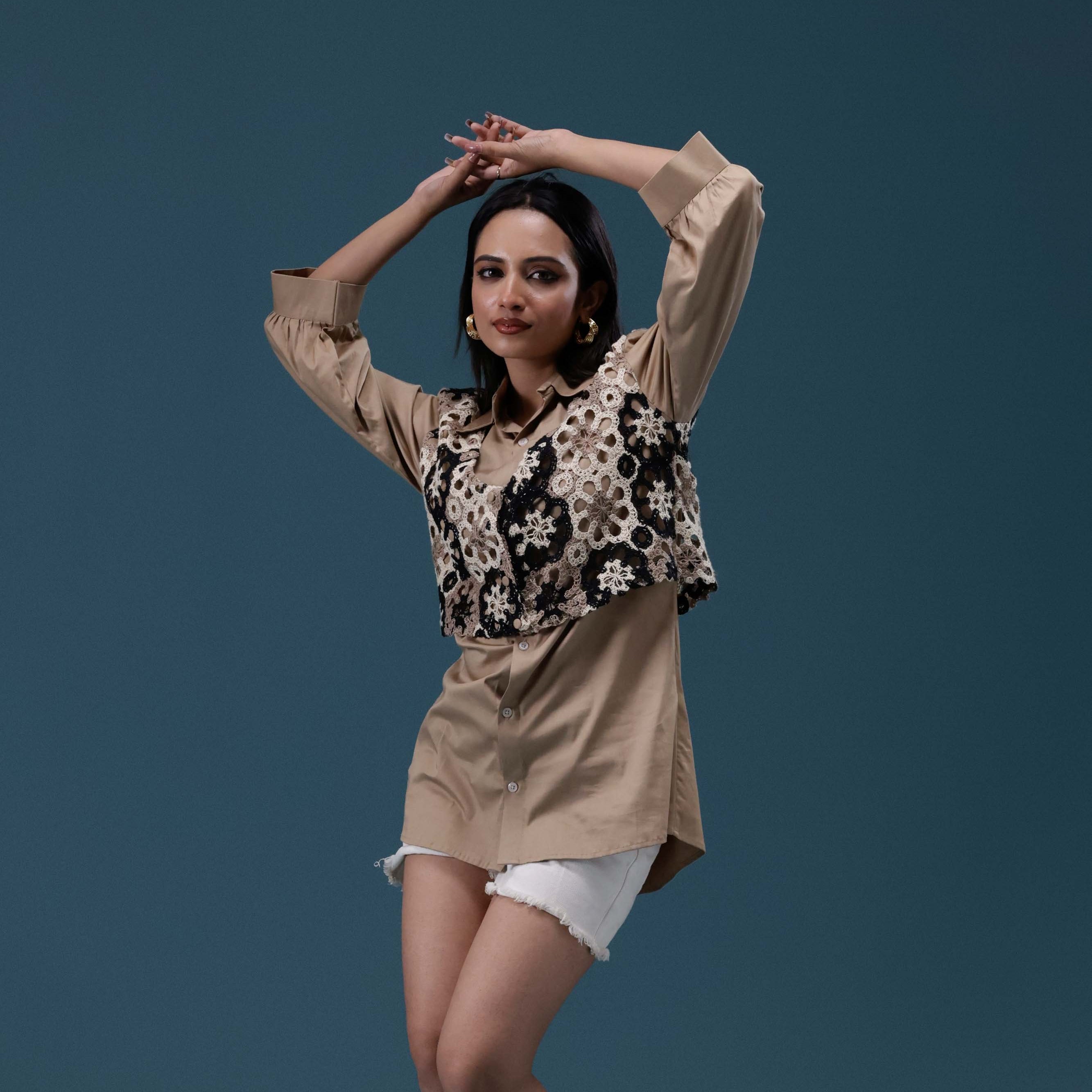 Crochet Vest Overlay Shirt