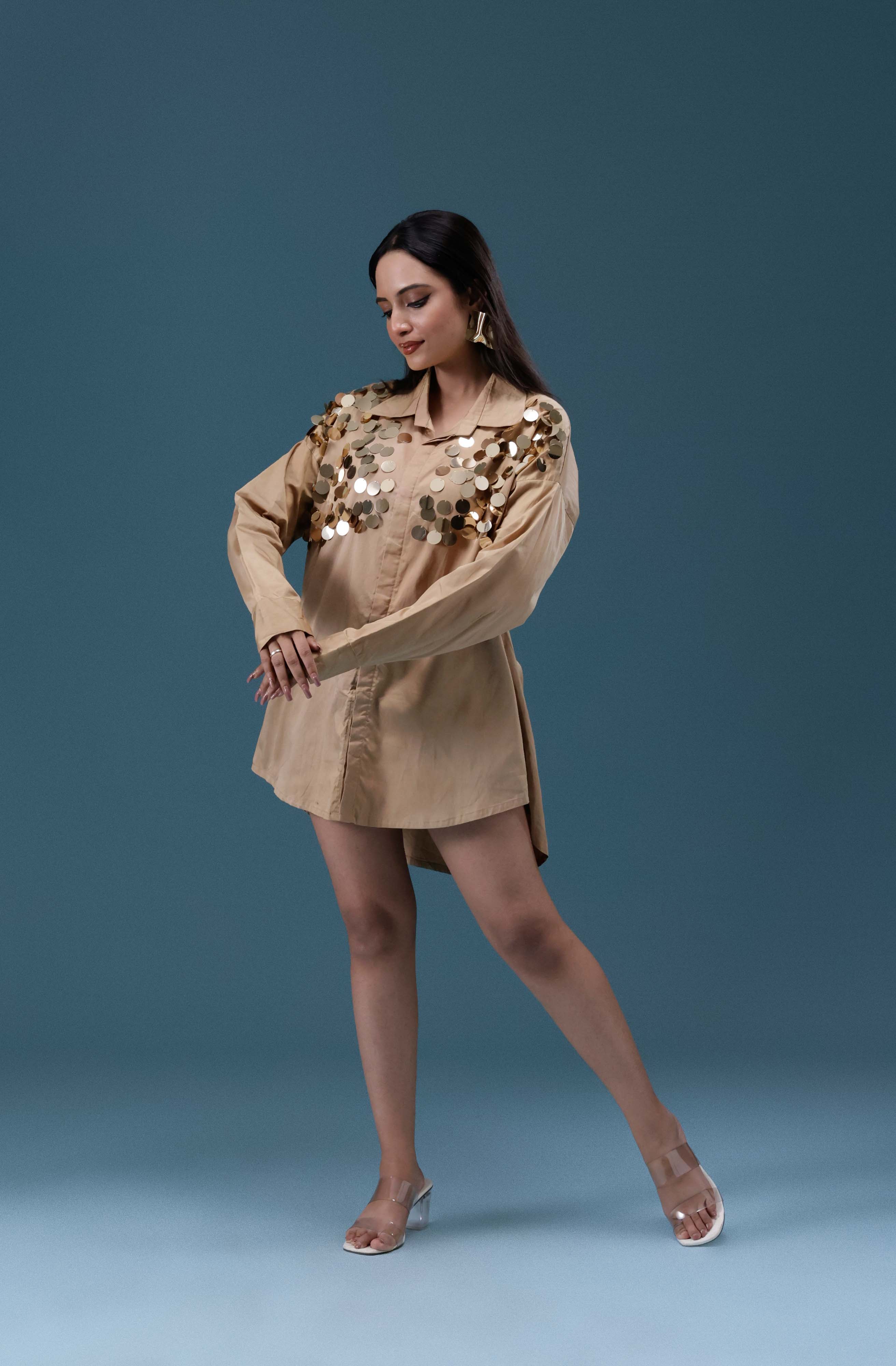 Gold Sequin Patch Shirt