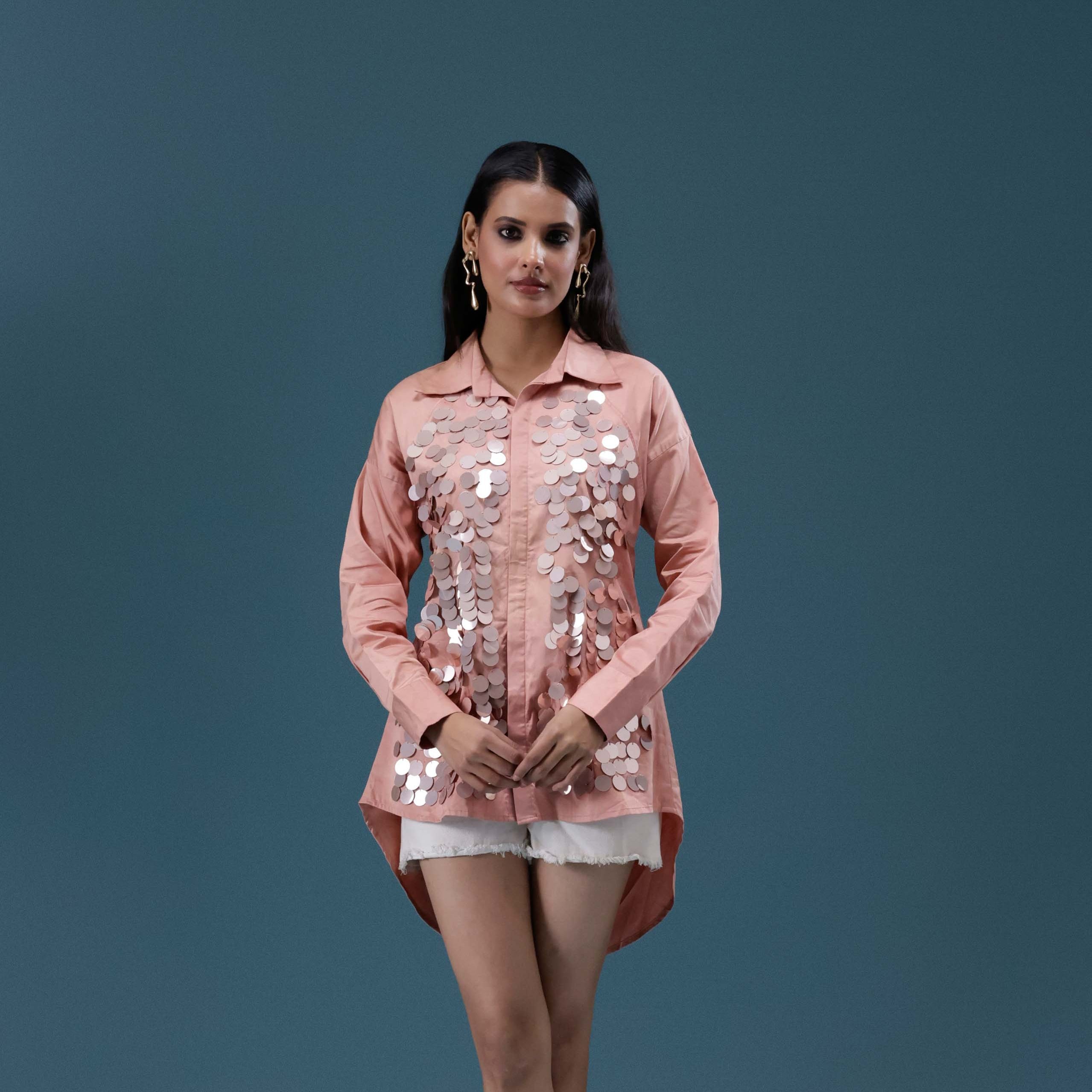 Blush Sequin Panel Shirt