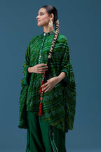 Zeenat Green Bandhani Mirror Work Set