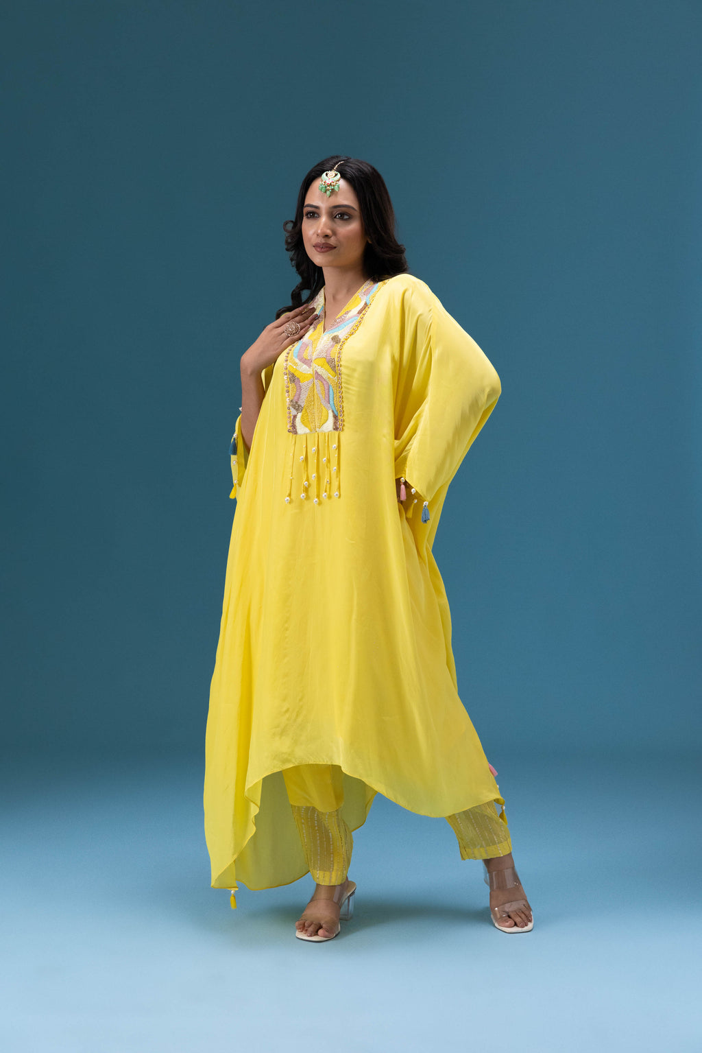 Aafreen Lemon Kaftan Set