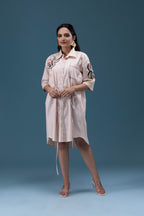 Blush Embroidered Shirt Dress