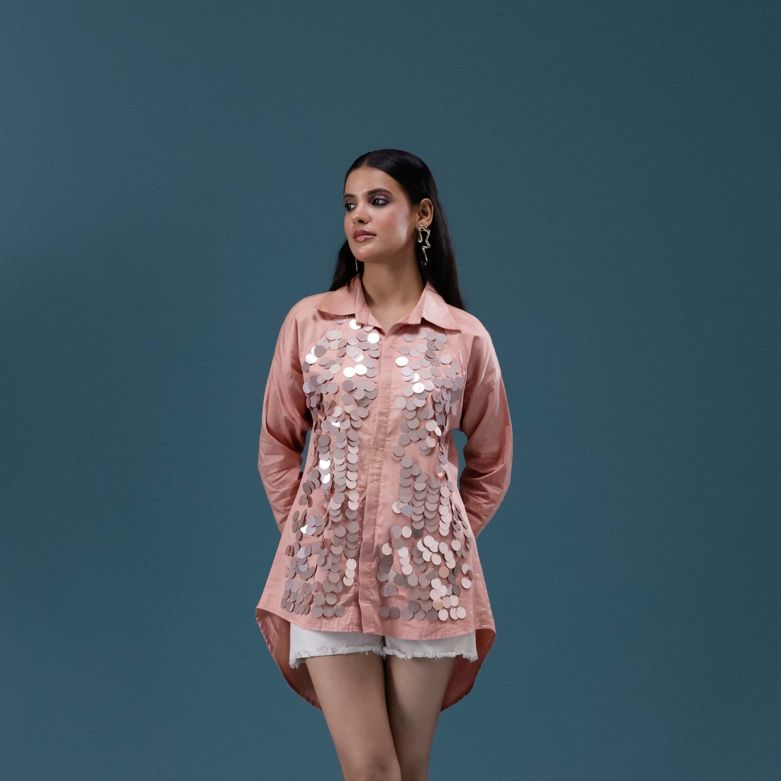 Blush Sequin Panel Shirt