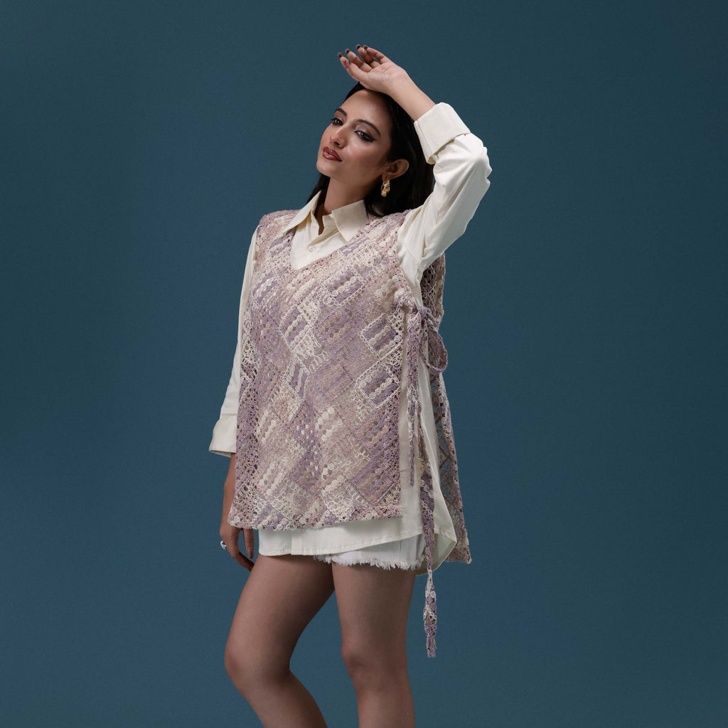 Crochet Veil Shirt Set