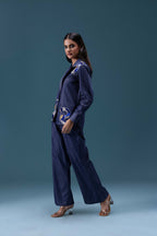 Navy Denim Embellished Co-ord Set