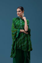 Zeenat Green Bandhani Mirror Work Set