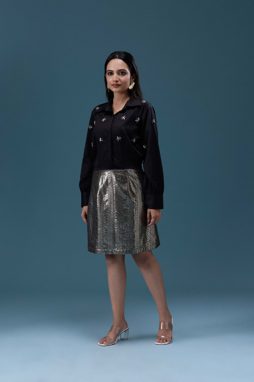 Black & Silver Embellished Dress