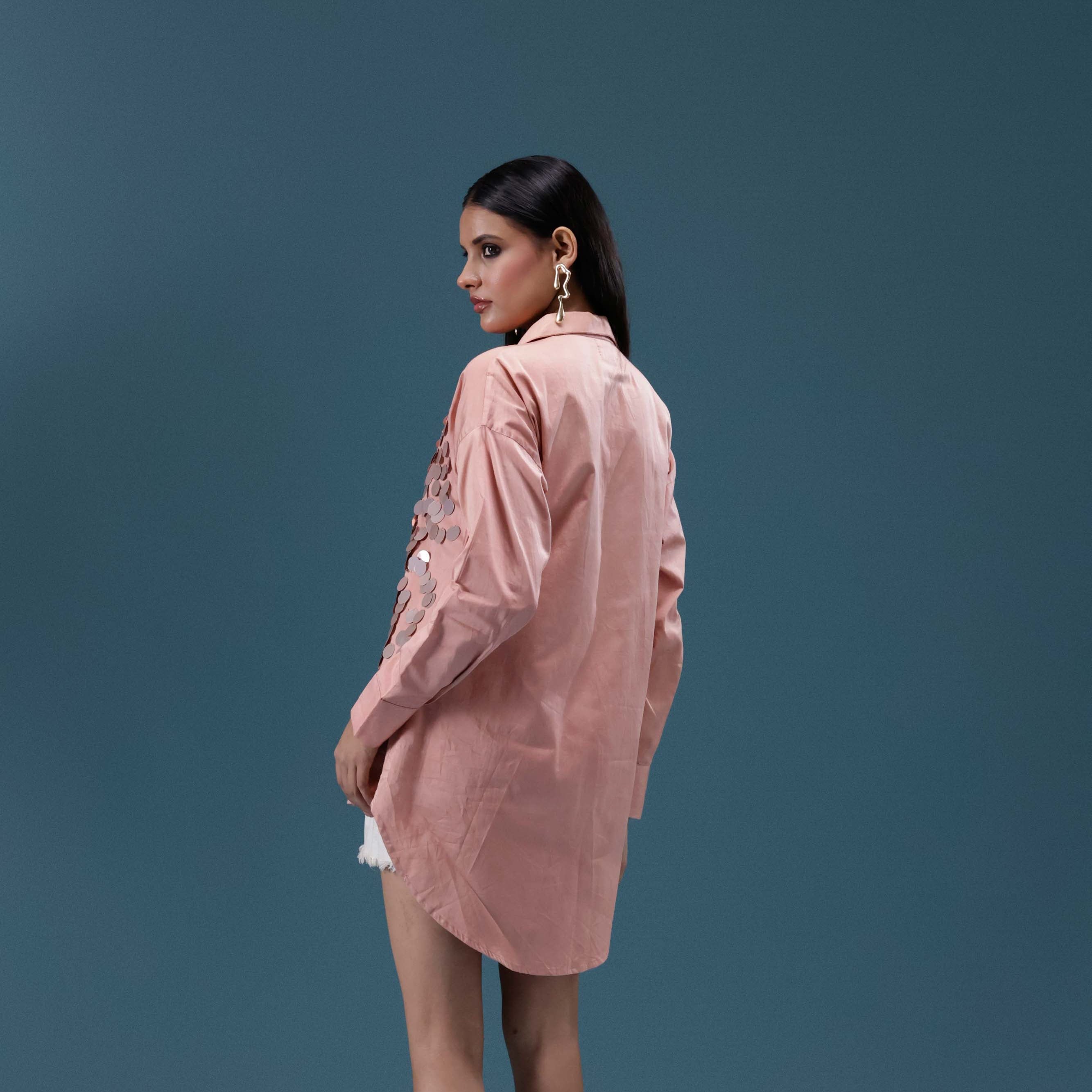 Blush Sequin Panel Shirt