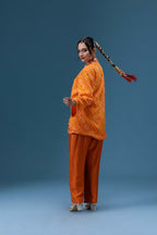 Abeer Orange Bandhani Mirror Work Co-ord Set