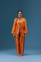Abeer Orange Bandhani Mirror Work Co-ord Set