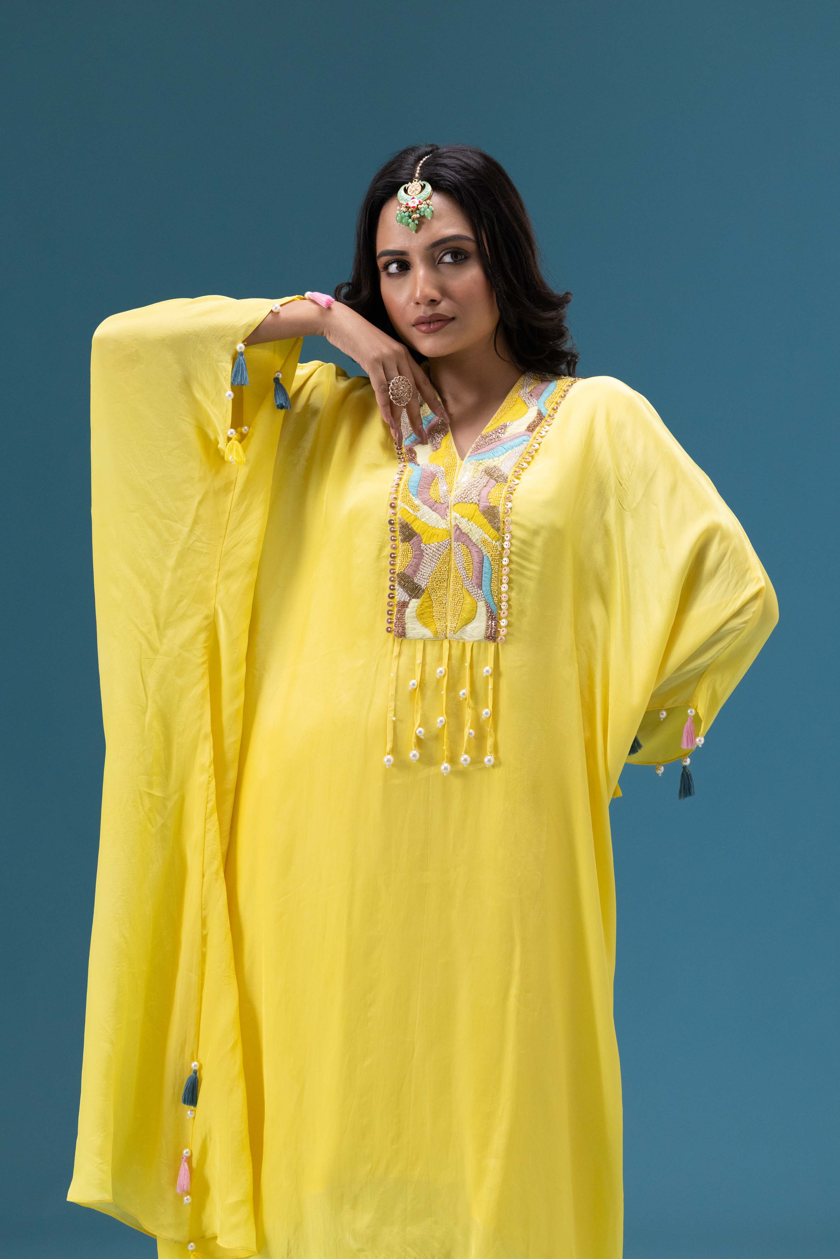 Aafreen Lemon Kaftan Set
