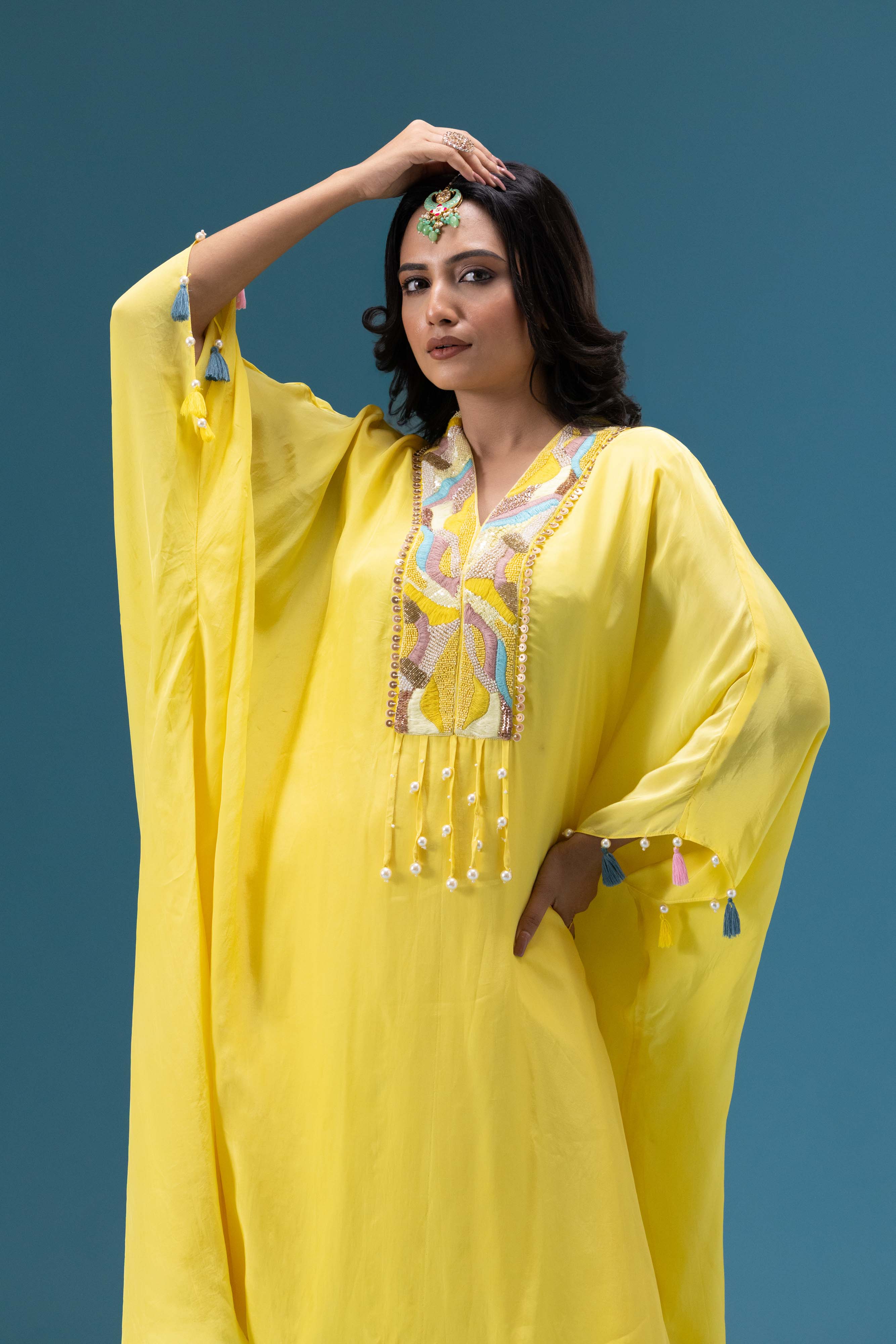 Aafreen Lemon Kaftan Set
